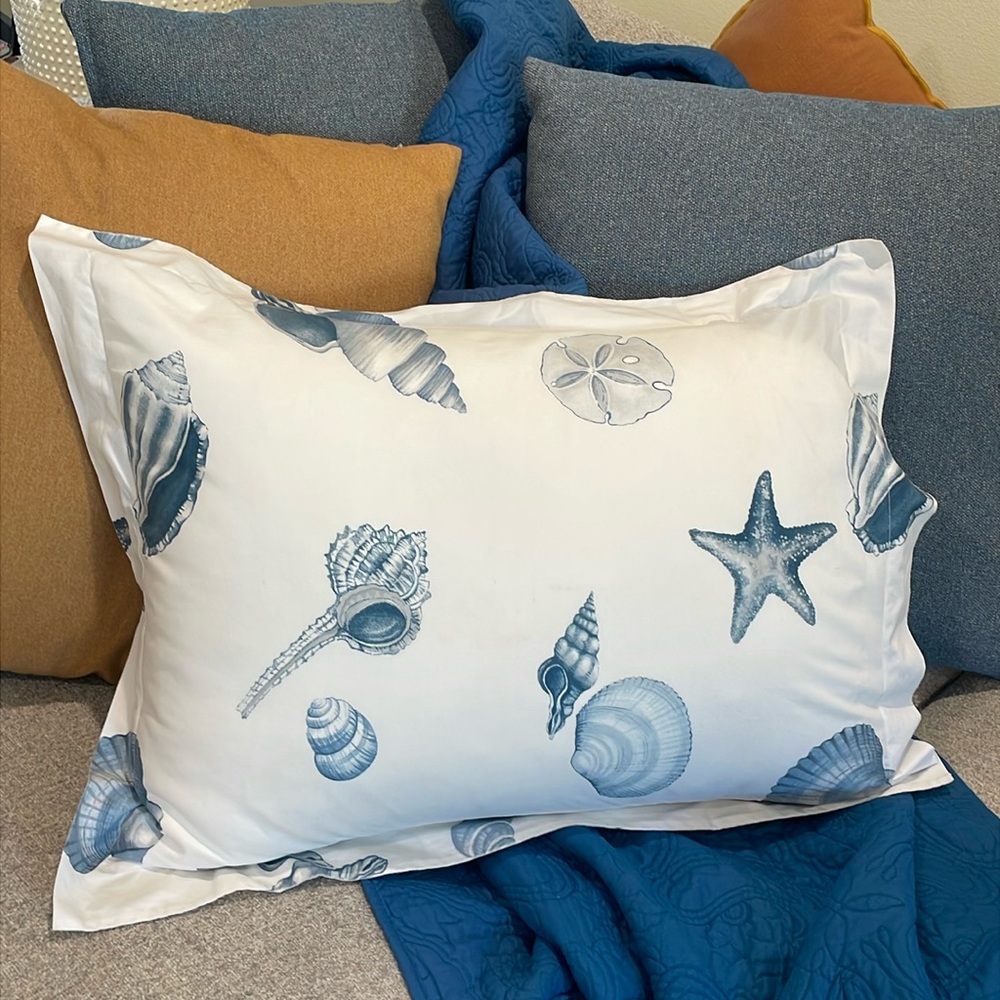 Pottery Barn Seashell Beach Standard Size Pillow Sham
